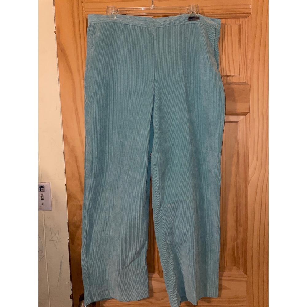 Alfred Dunner Women's Teal Corduroy Elastic Waist Pants Size 16
